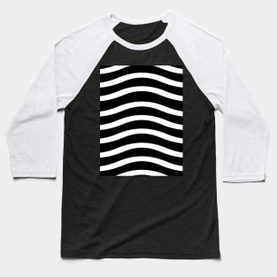 Black and white wavy line pattern Baseball T-Shirt